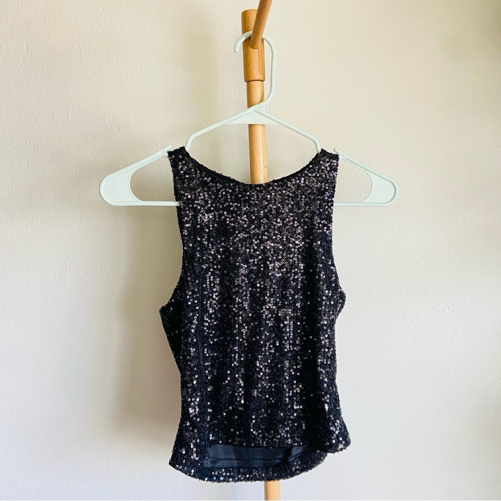 Love Tree Black Sequin Tank Top Women’s Size Small NWT